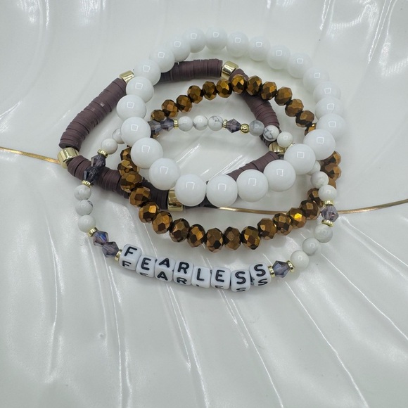 Jewelry - Fearless Arm Candy Beaded Bracelet - Brown white theme